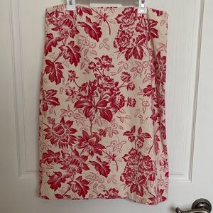 Floral Print Skirt in Red and Cream